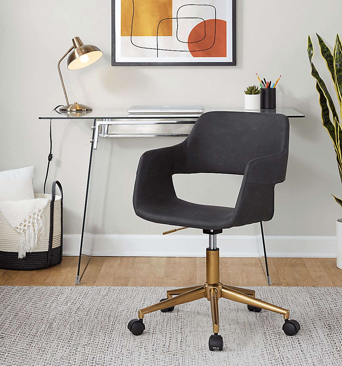 Whisp I Gold Colors,Metal Gray Polyurethane Fabric Desk Chair | Rooms to Go