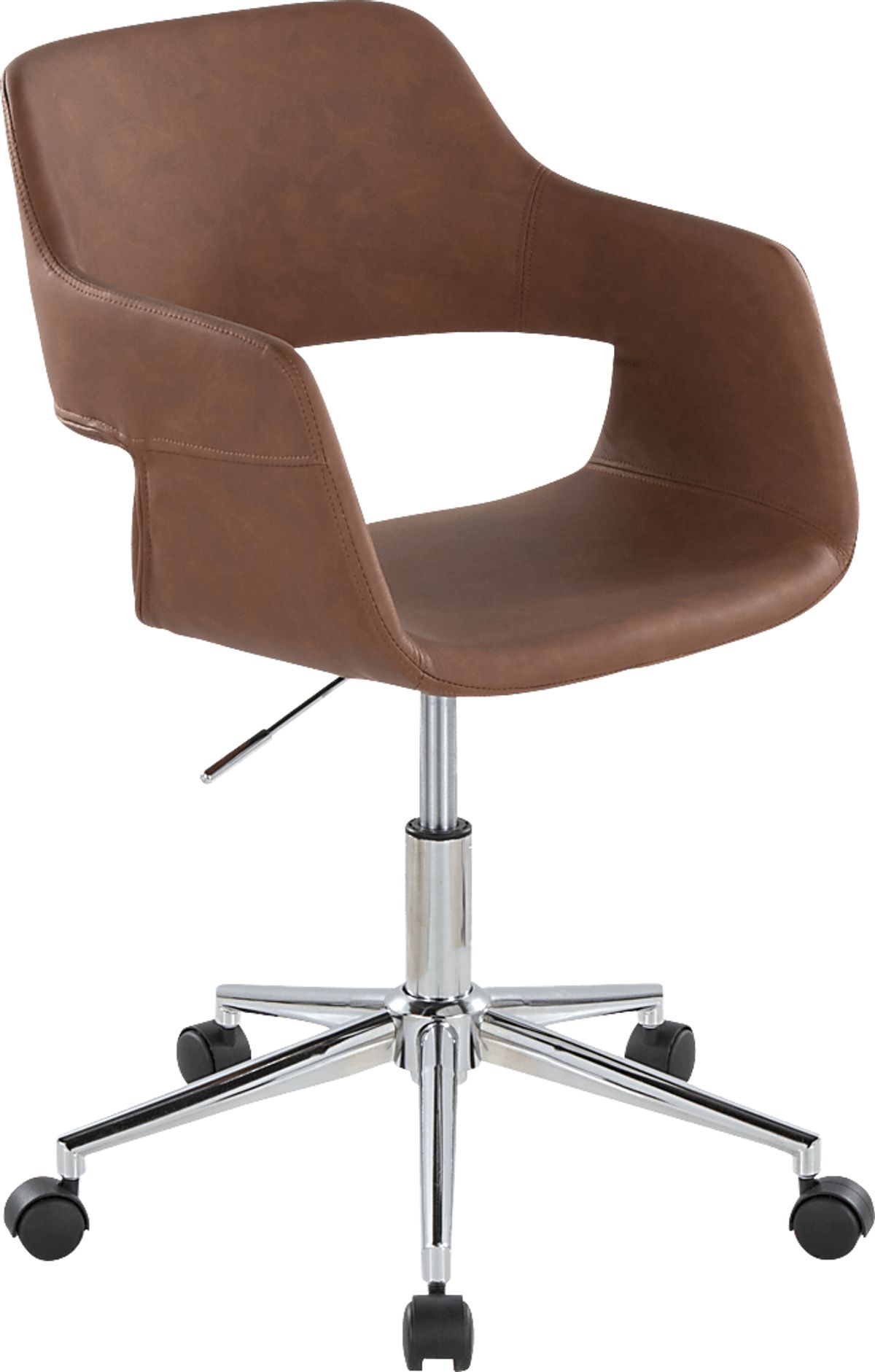 Whisp III Chrome Metal Brown Polyurethane Fabric Desk Chair | Rooms to Go