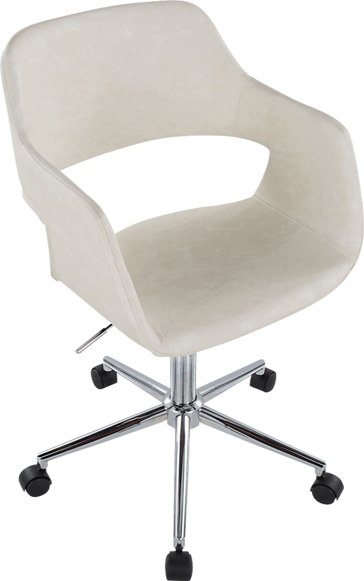 Whisp III Chrome Metal Cream Beige Polyurethane Fabric Desk Chair ...