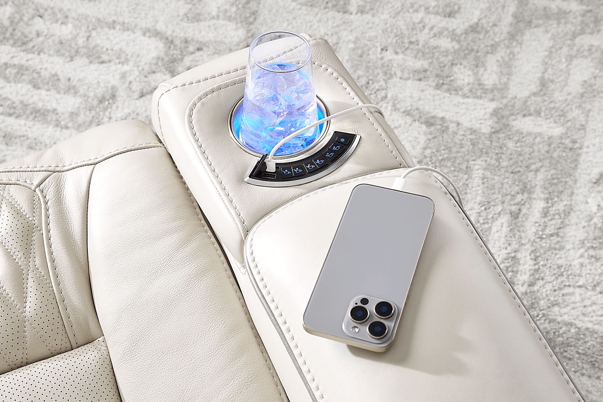 White Leather Sound Tech by Shaq Recliner To Go - Image 10