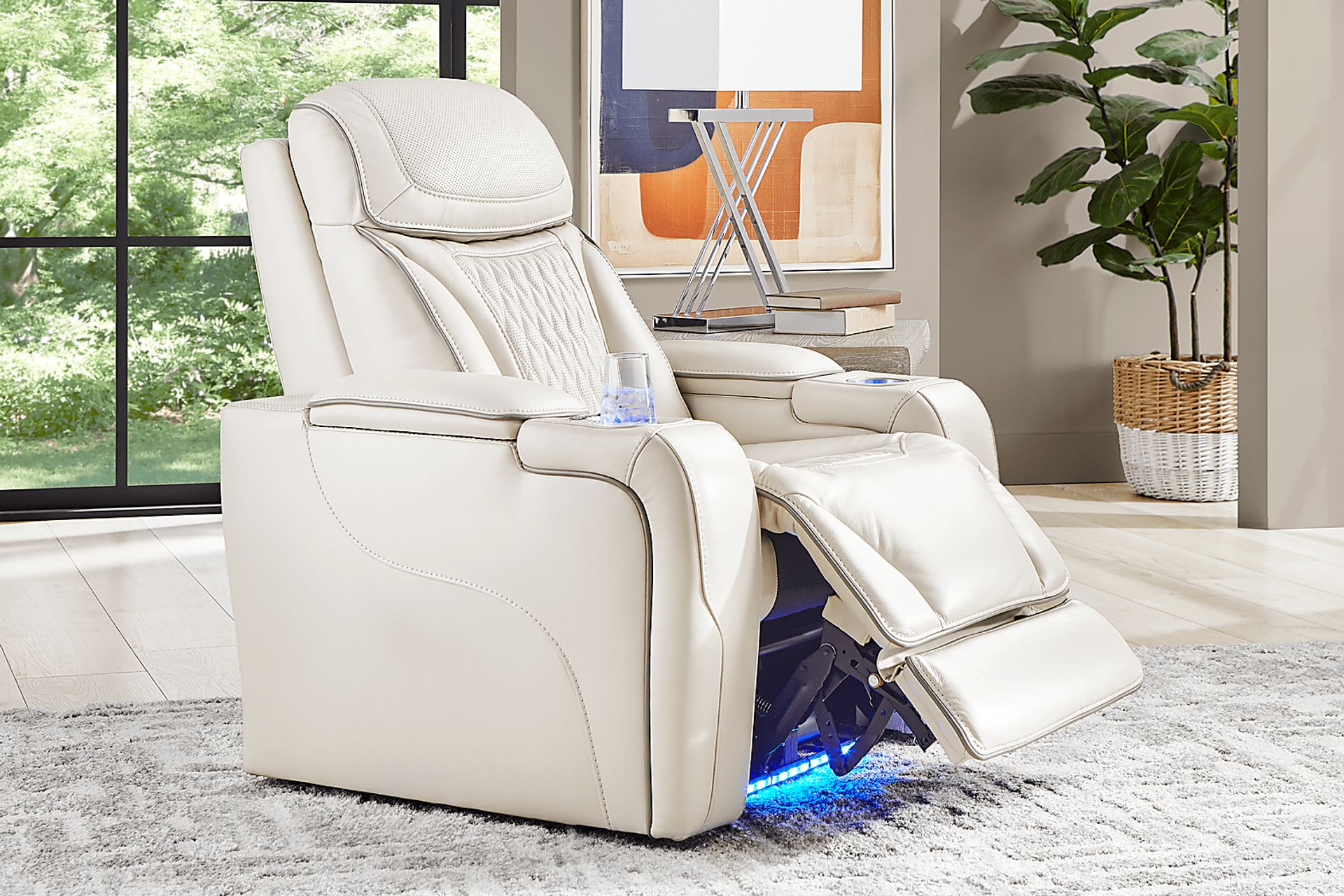 White Leather Sound Tech by Shaq Recliner To Go - Image 3