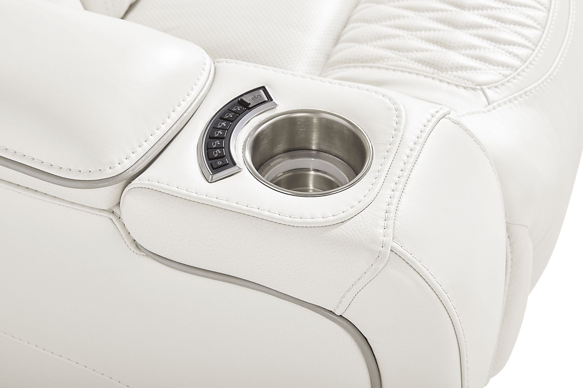 White Leather Sound Tech by Shaq Recliner To Go - Image 8