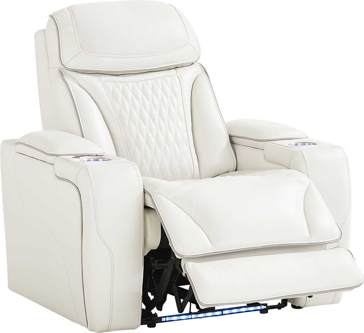 Sound Tech Shaq Recliner To Go White Leather Triple Power | Rooms to Go