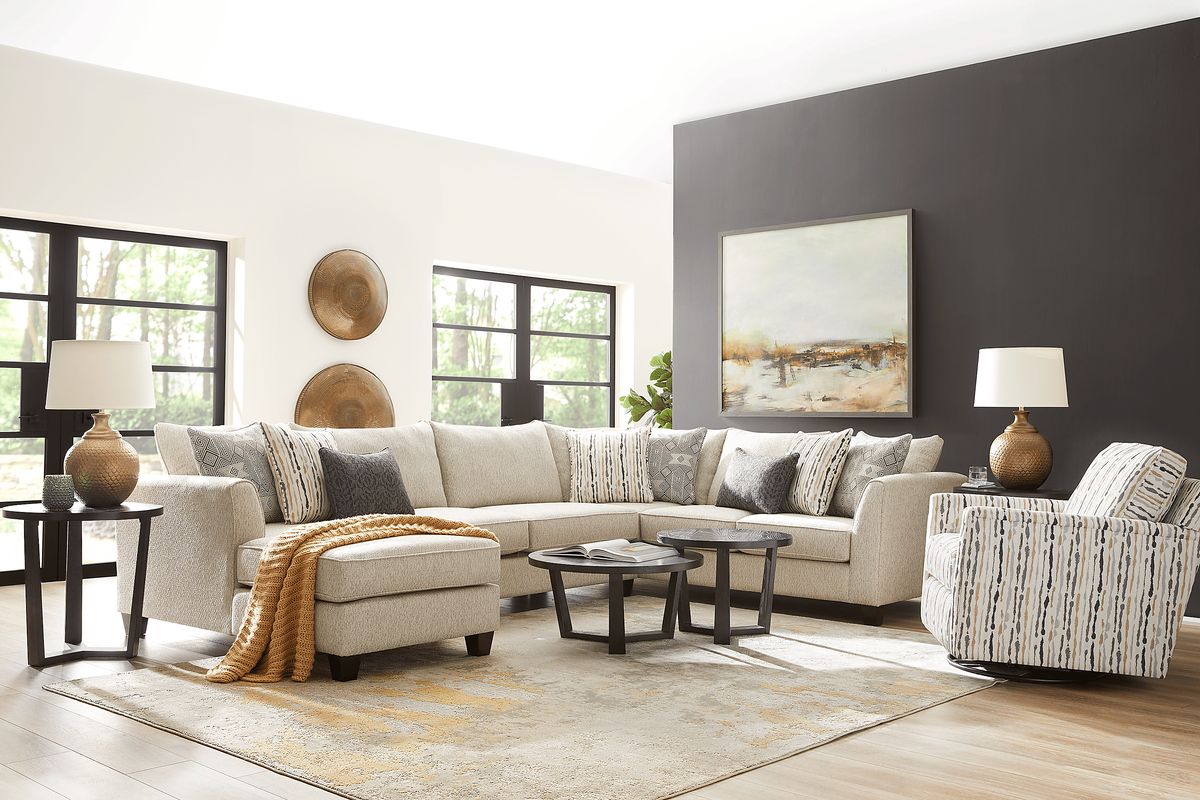 Whitley Way Gray Woven 3 Pc Left Arm Chaise Sectional | Rooms to Go