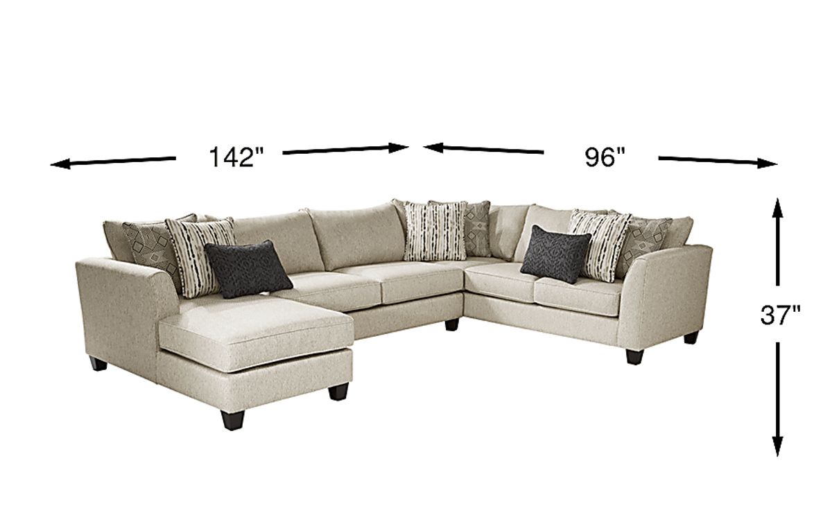 Whitley Way Gray Woven 3 Pc Left Arm Chaise Sleeper Sectional | Rooms to Go