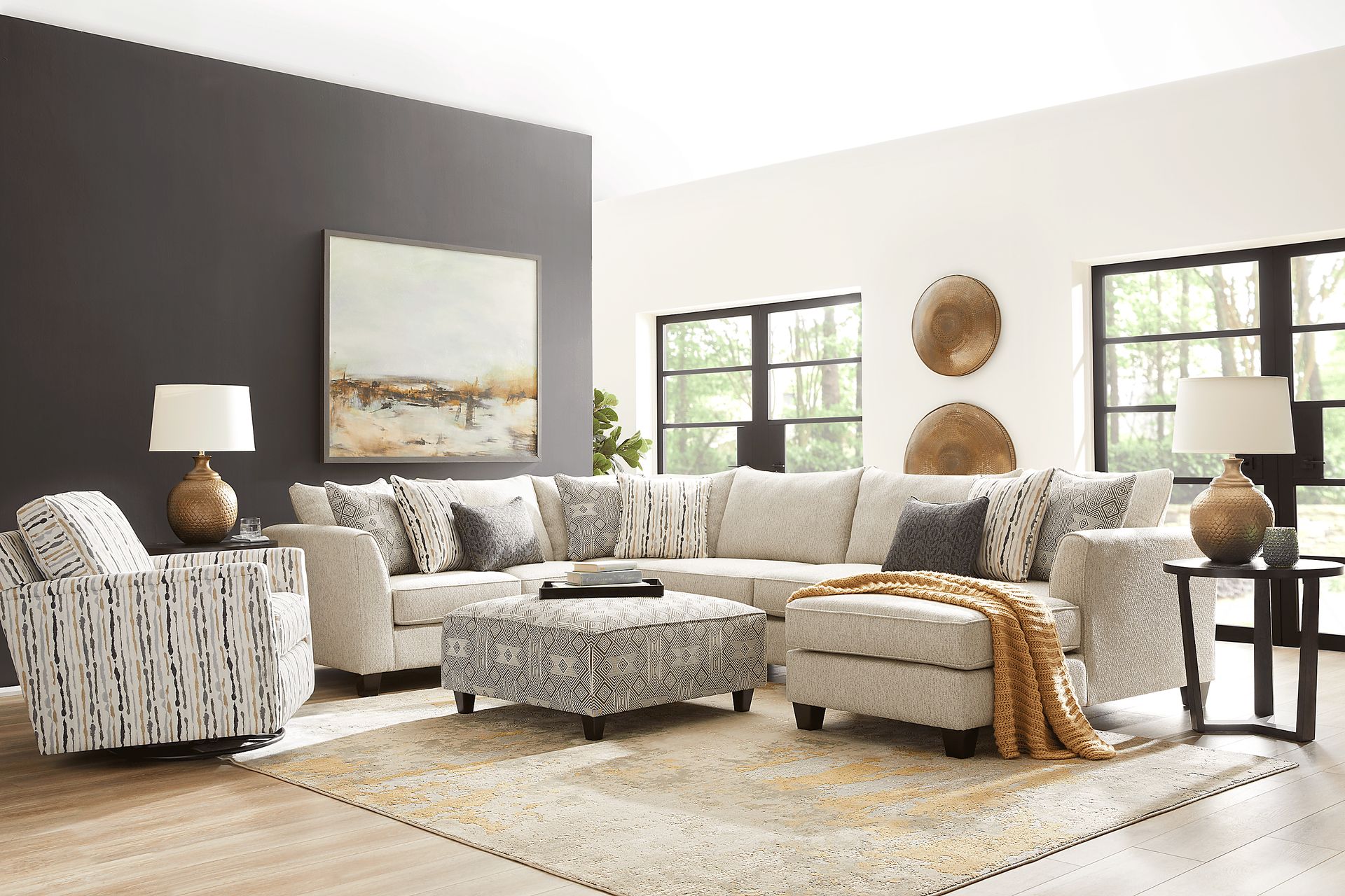 Whitley Way Gray 4 Pc Sectional Living Room - Image 1