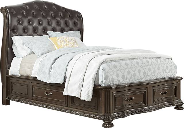 Whittington Cherry 5 Pc King Sleigh Bedroom with 4 Drawer Storage - Thumbnail - Image 2