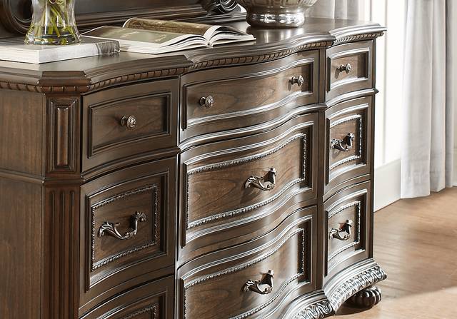 Whittington Cherry 7 Pc Queen Sleigh Bedroom with 4 Drawer Storage - Thumbnail - Image 6