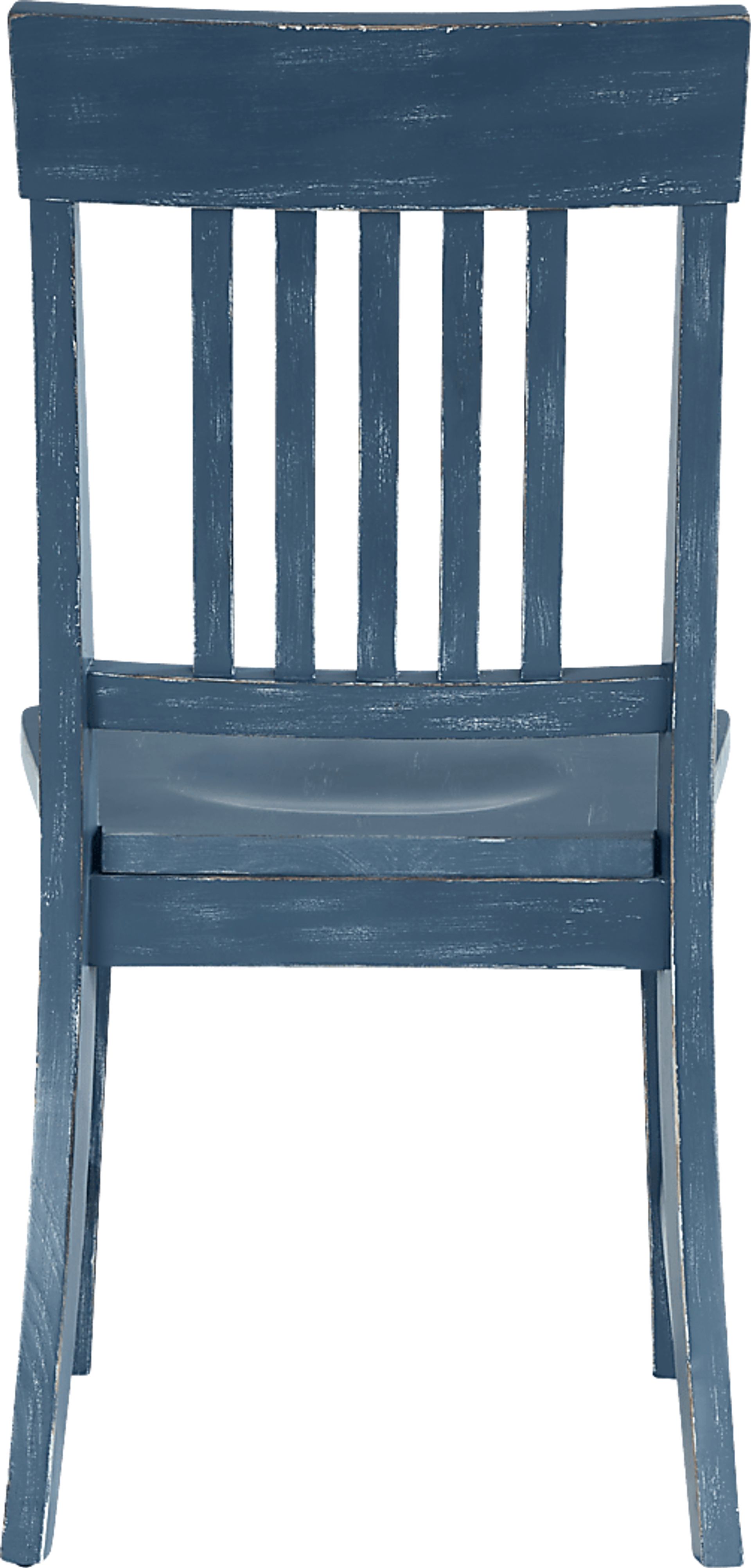 Wicklow Hills White 5 Pc Rectangle Trestle Dining Room with Blue Slat Back Side Chairs - Image 6