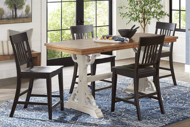 Wicklow Hills White 5 Pc Rectangle Counter Height Dining Room with Black Stools - Thumbnail - Image 1