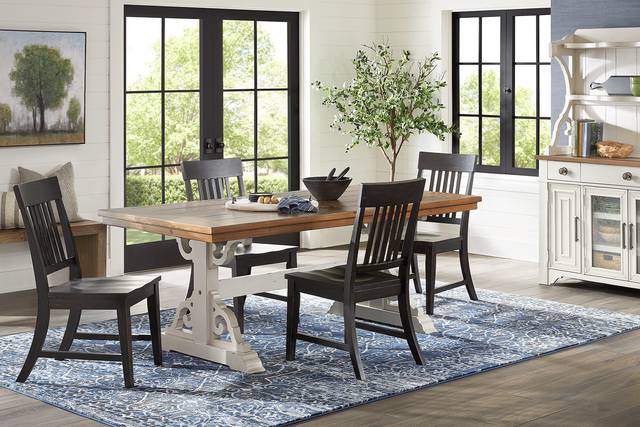 Wicklow Hills White 5 Pc Rectangle Trestle Dining Room with Black Slat Back Side Chairs - Thumbnail - Image 1