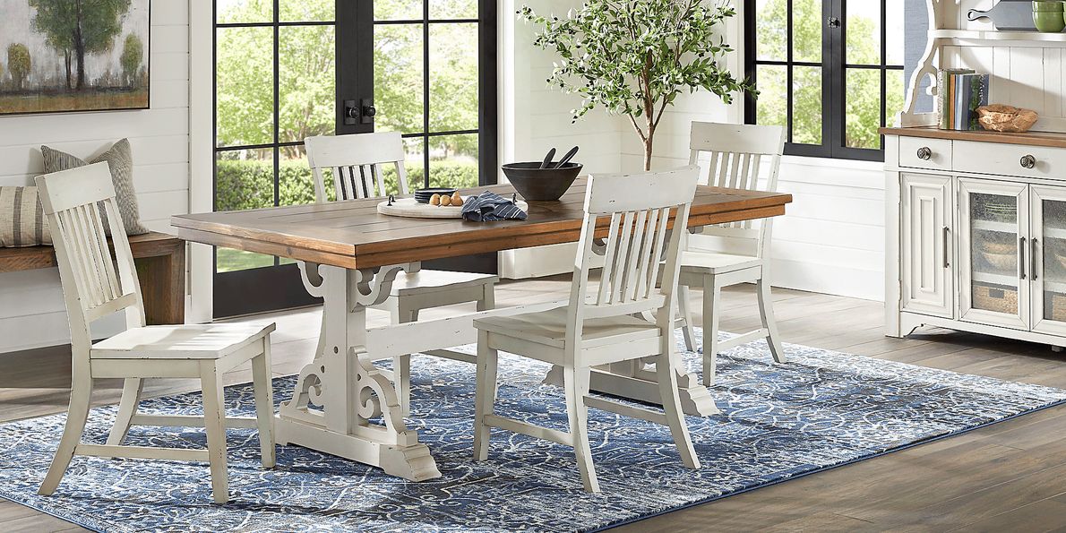 Wicklow Hills White 5 Pc Rectangle Trestle Dining Room