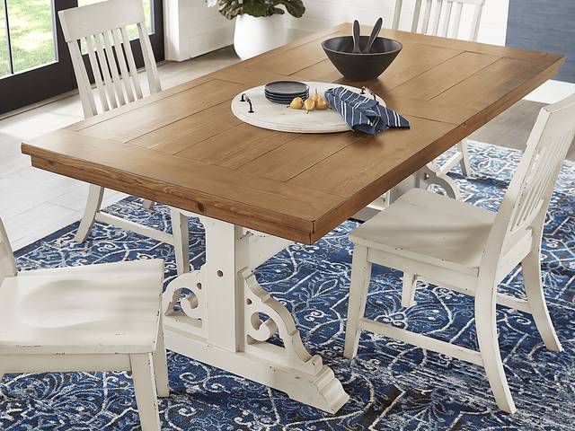 Wicklow Hills White 5 Pc Rectangle Trestle Dining Room with Black Slat Back Side Chairs - Thumbnail - Image 3