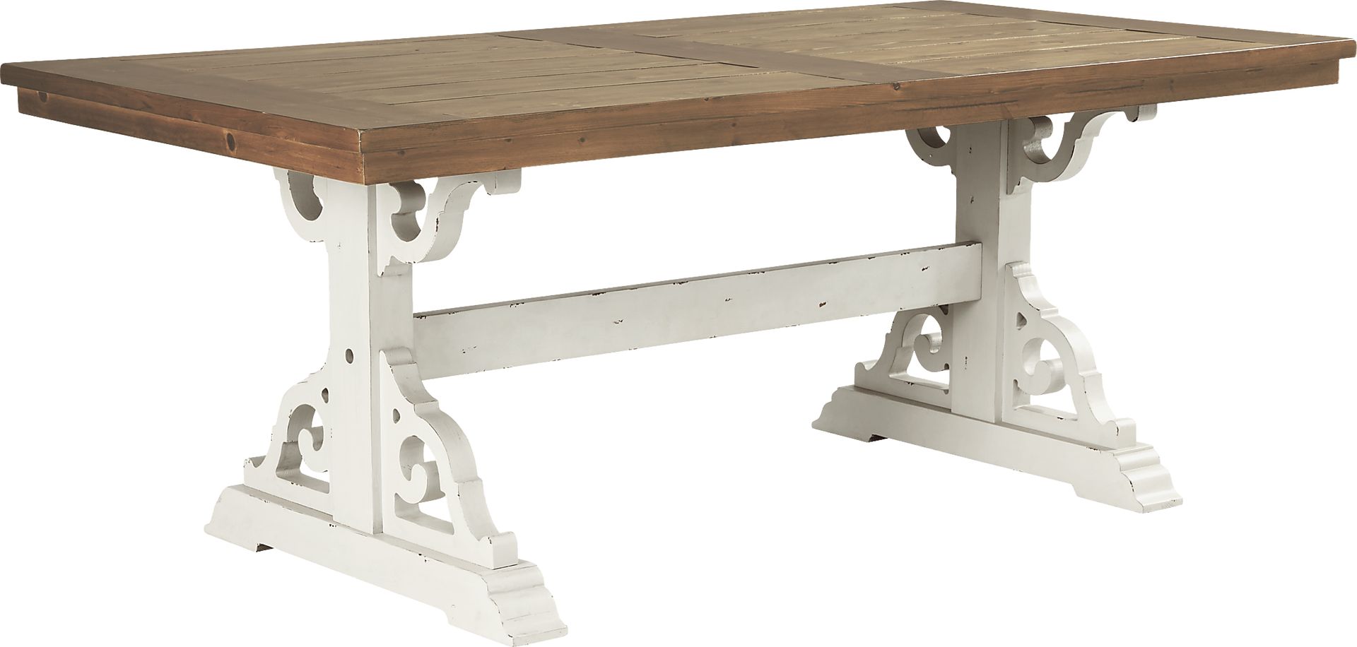 Wicklow Hills White 5 Pc Rectangle Trestle Dining Room with Blue Slat Back Side Chairs - Image 2