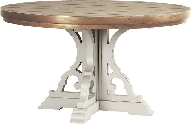 Wicklow Hills White 5 Pc Round Dining Room with Blue Slat Back Side Chairs - Thumbnail - Image 2