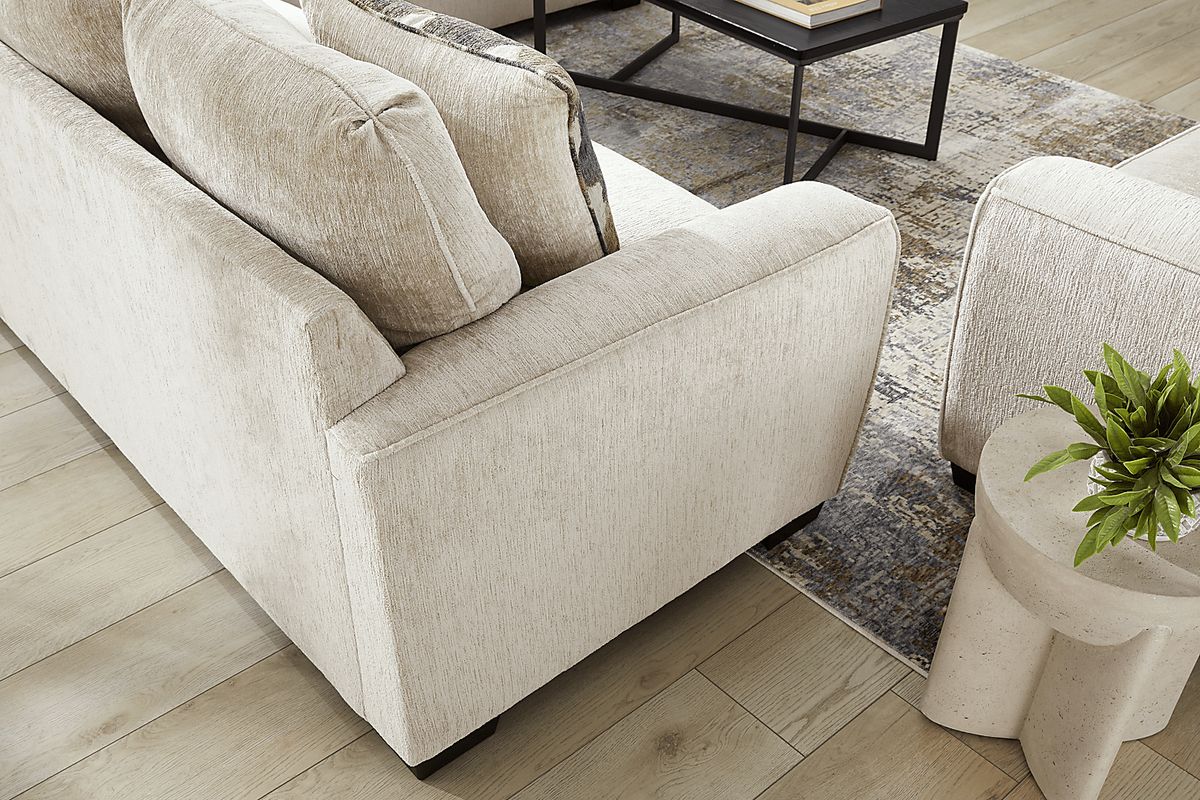 Wilcox 2 Pc Beige Chenille Fabric Living Room Set With Sofa, Loveseat ...
