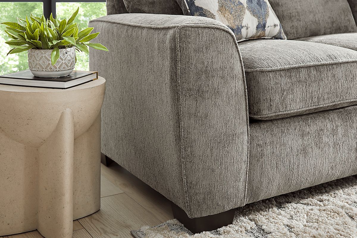 Wilcox 2 Pc Gray Chenille Fabric Living Room Set With Sofa, Loveseat ...