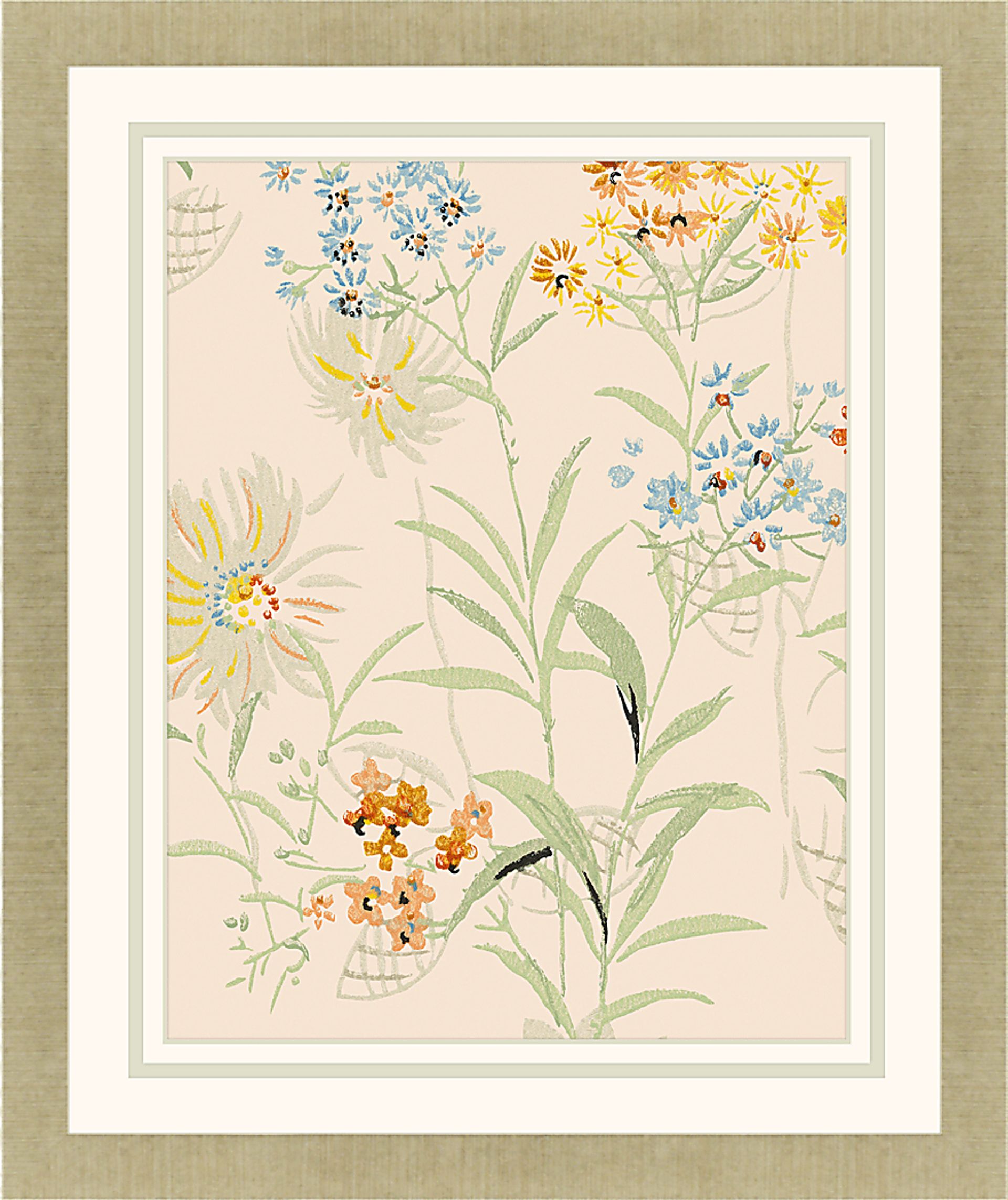 Wild Flower Symphony I Green Framed Artwork - Image 1