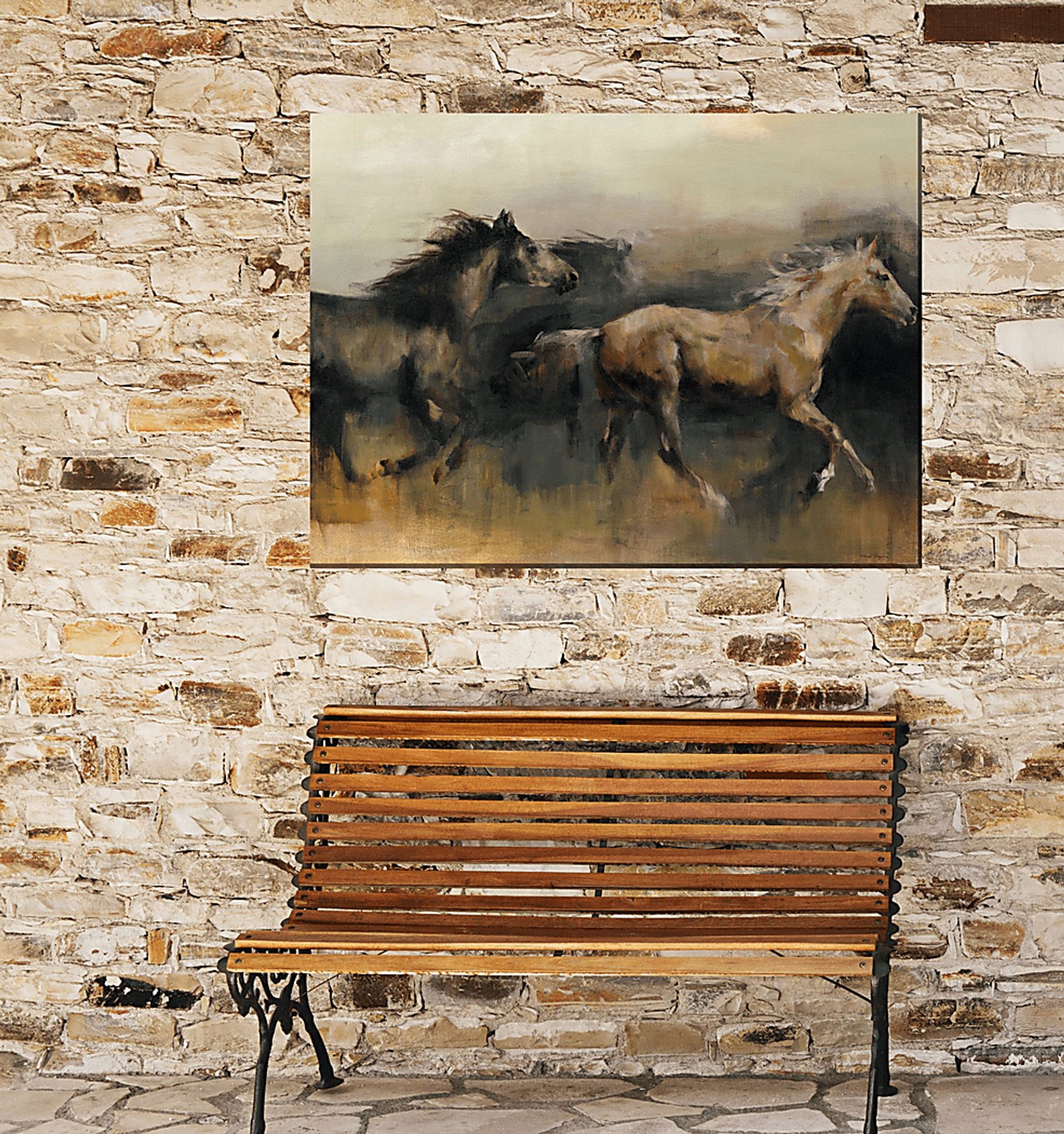 Wild Mustangs Brown Indoor/Outdoor Wall Art - Image 2