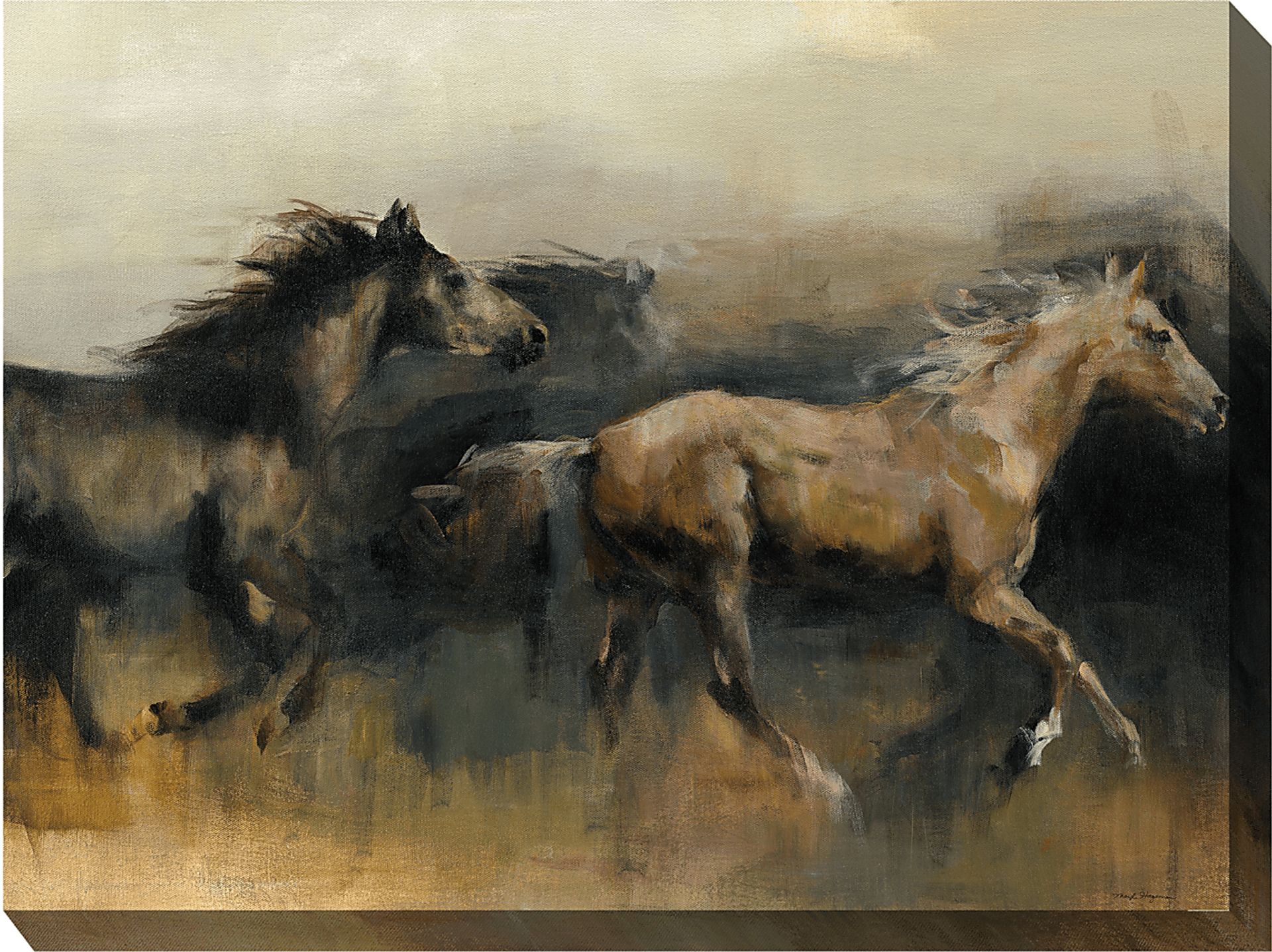 Wild Mustangs Brown Indoor/Outdoor Wall Art - Image 1