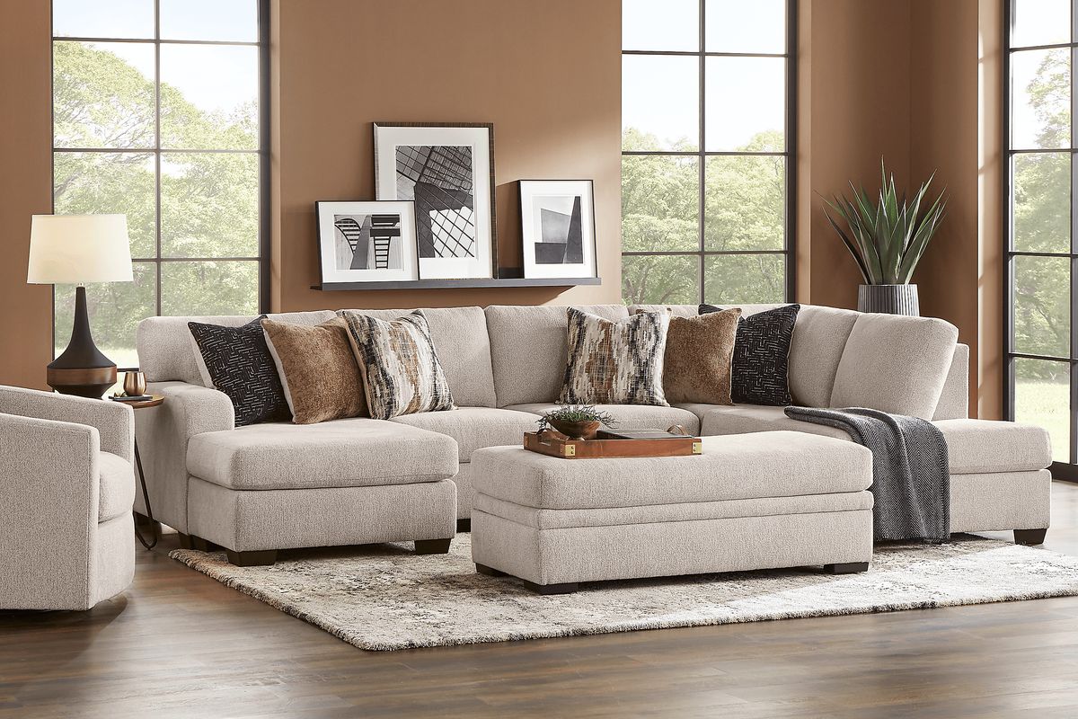 Wildwood Grove 5 Pc Beige Chenille,Polyester Fabric Living Room Set ...