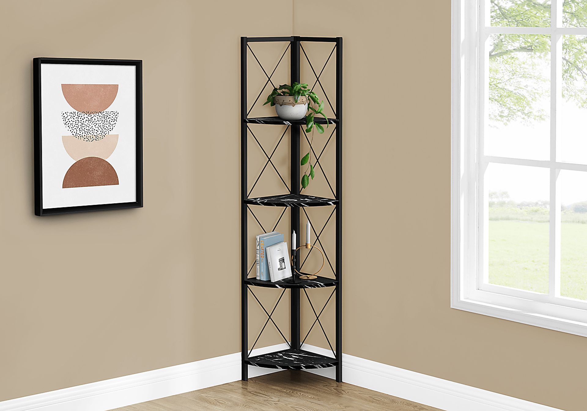 Wilford Black Marble Bookcase - Image 3