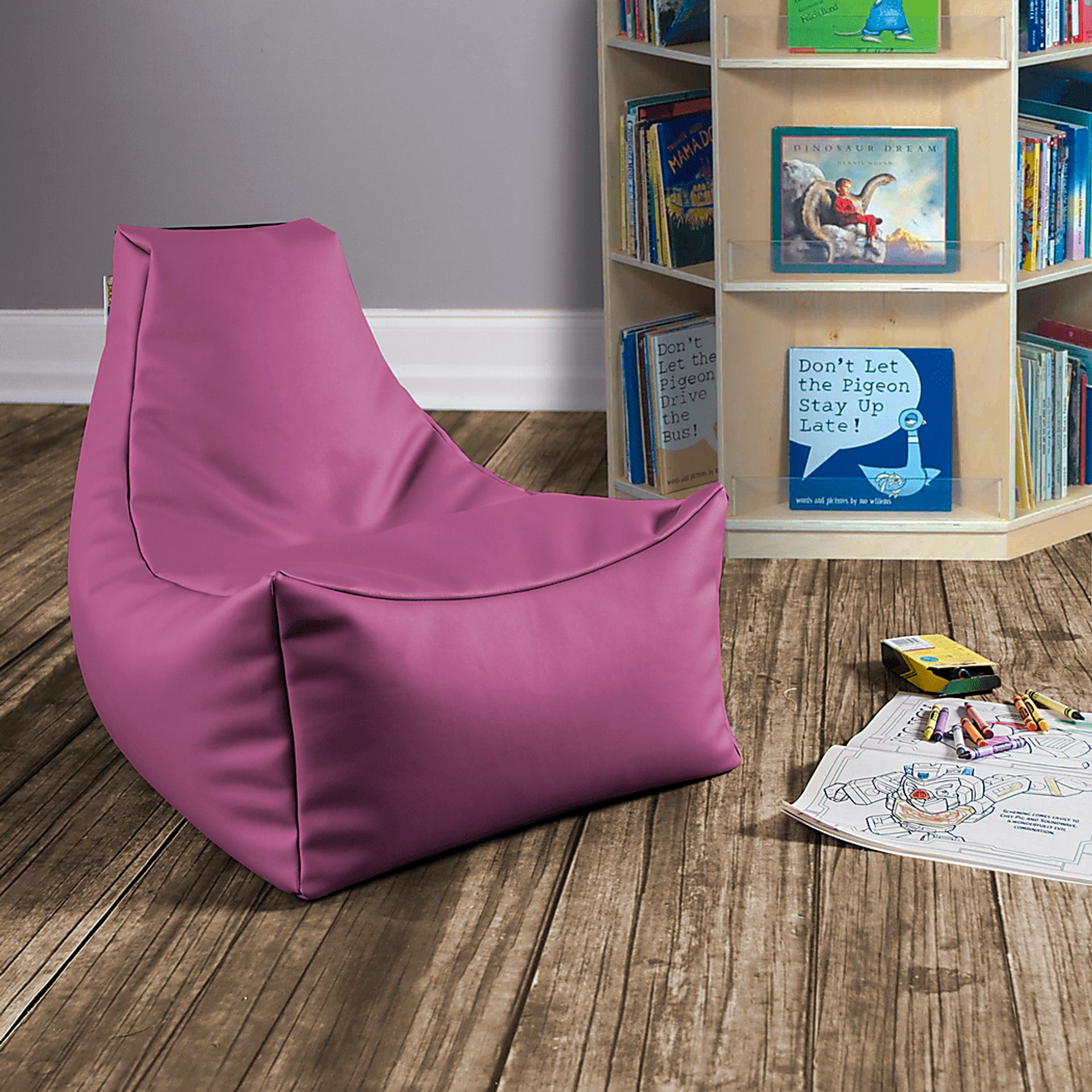 Kids Wilfy Purple Small Bean Bag Chair - Image 2