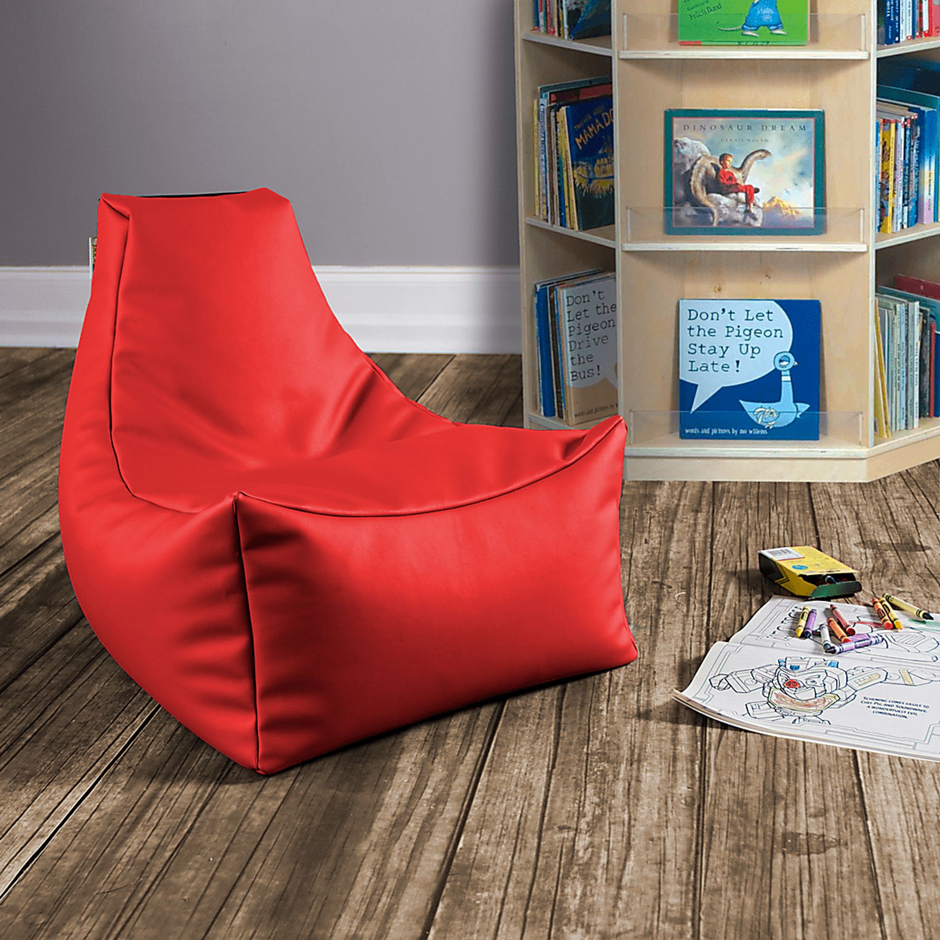 Kids Wilfy Red Small Bean Bag Chair - Image 2
