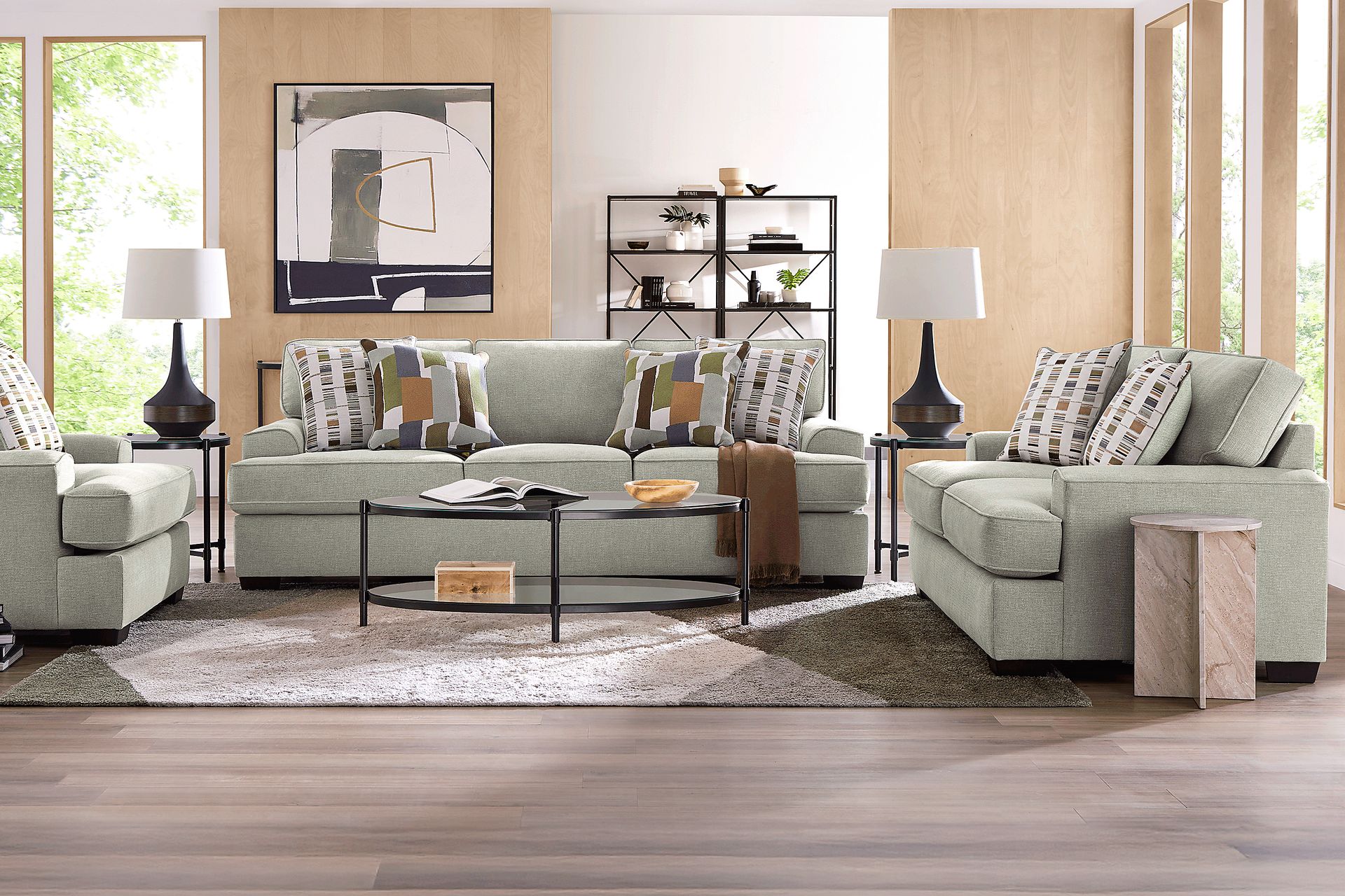 Wilkinson Green 7 Pc Living Room with Sleeper Sofa - Image 1