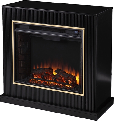 Willaurel II Black 33 in. Console With Electric Log Fireplace
