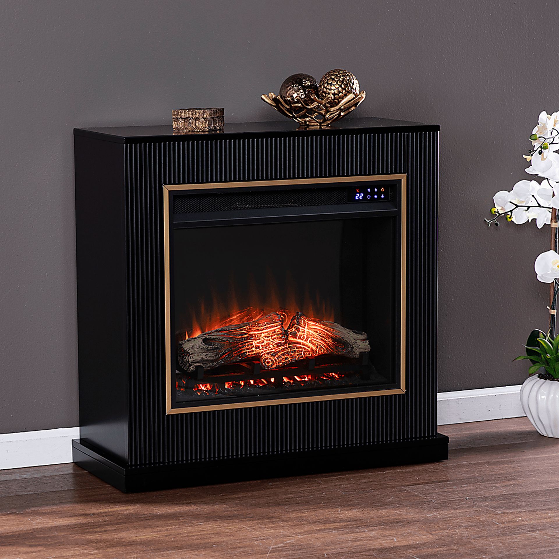Willaurel IV Black 33 in. Console, With Touch Panel Electric Log Fireplace - Image 5