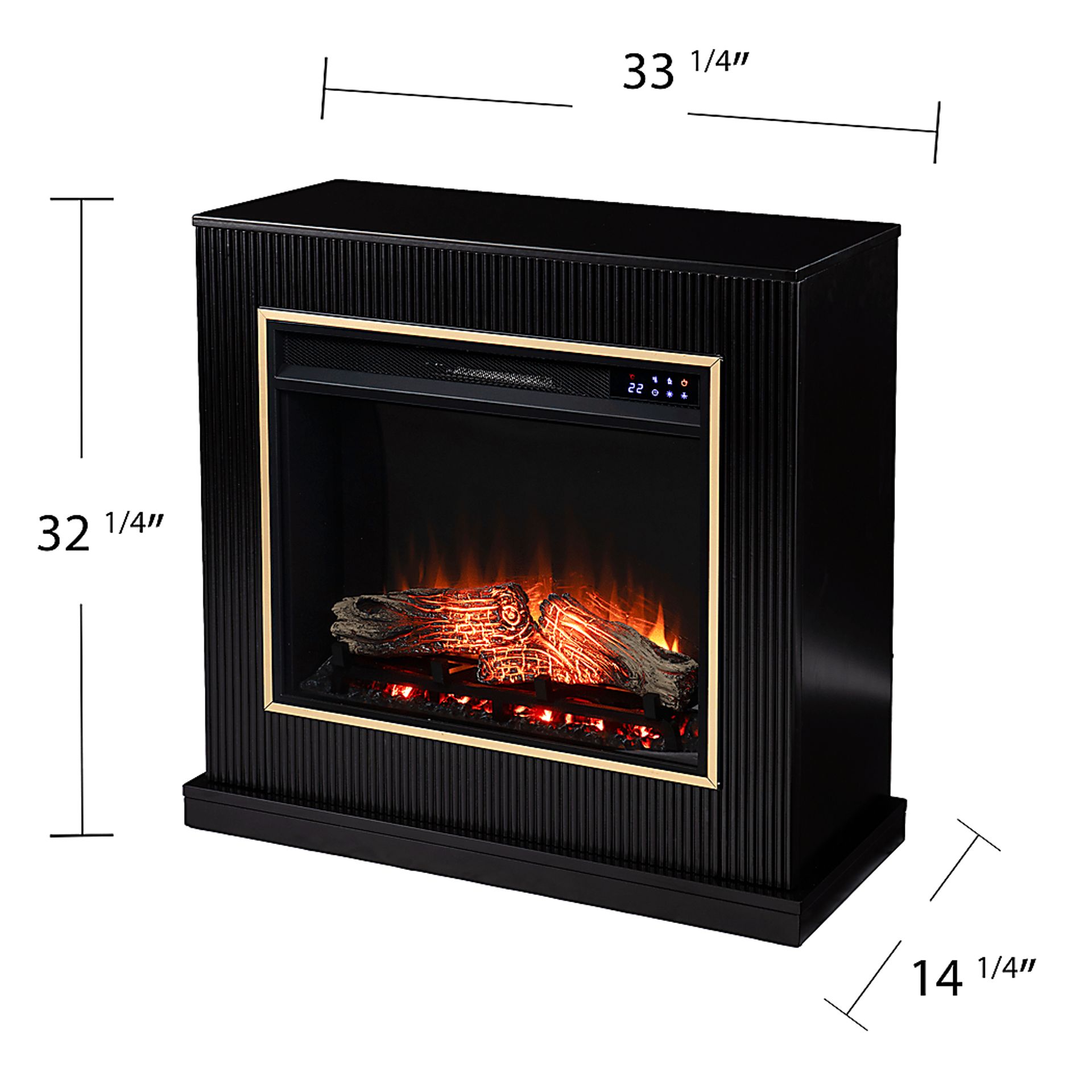 Willaurel IV Black 33 in. Console, With Touch Panel Electric Log Fireplace - Image 6