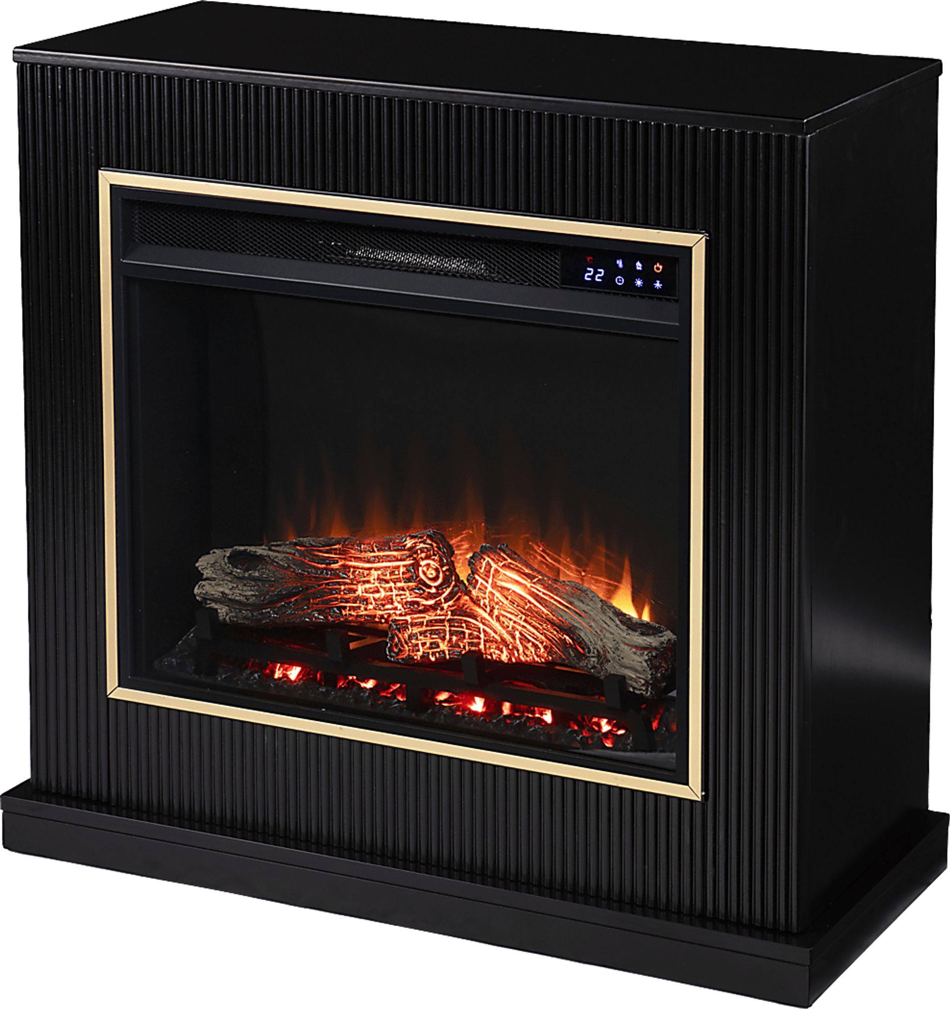 Willaurel IV Black 33 in. Console, With Touch Panel Electric Log Fireplace - Image 1