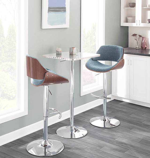 Willmann Blue Adjustable Swivel Barstool, Set of 3 - Thumbnail - Image 2