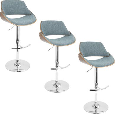 Willmann Blue Adjustable Swivel Barstool, Set of 3