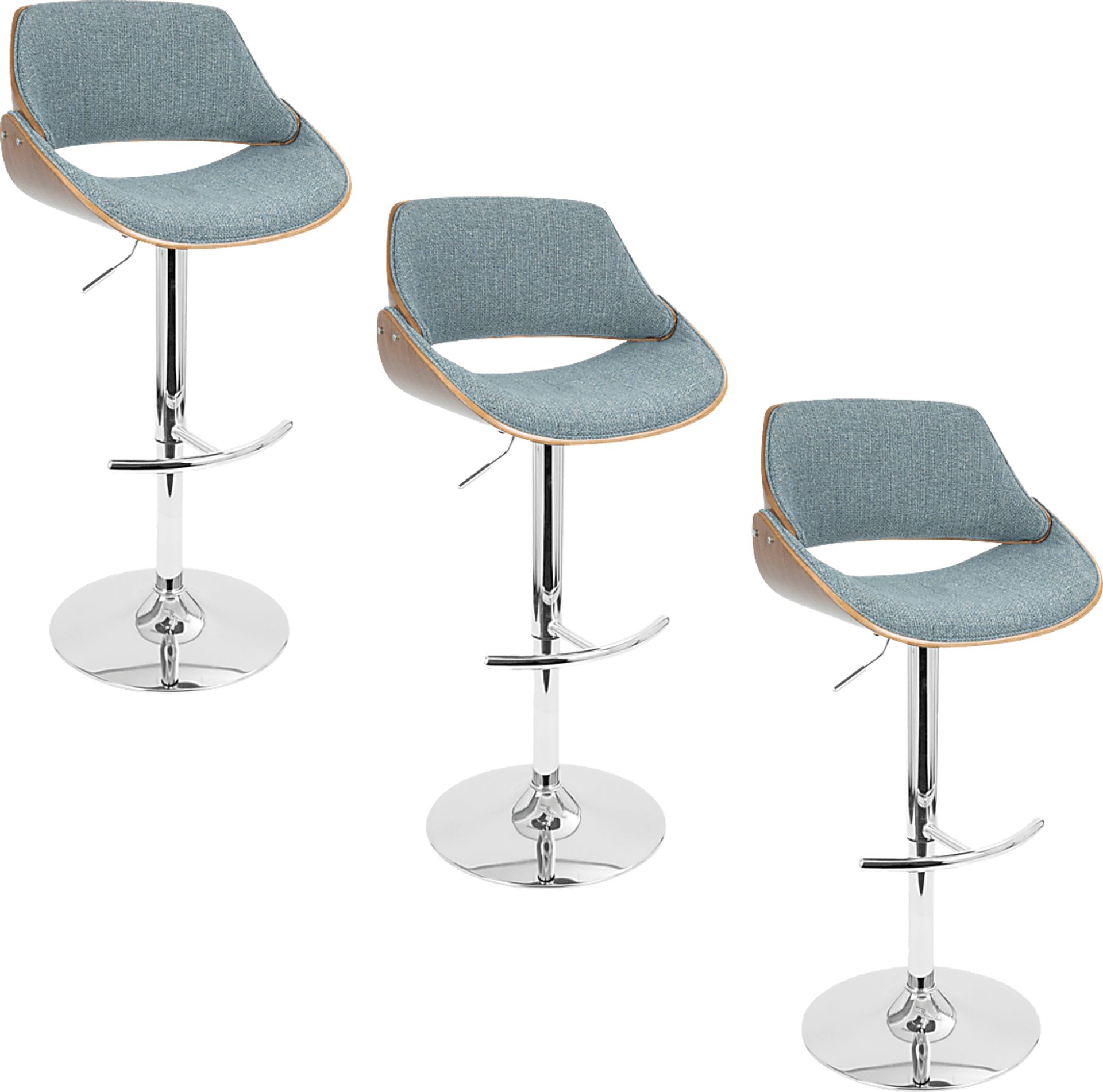 Willmann Blue Adjustable Swivel Barstool, Set of 3 - Image 1
