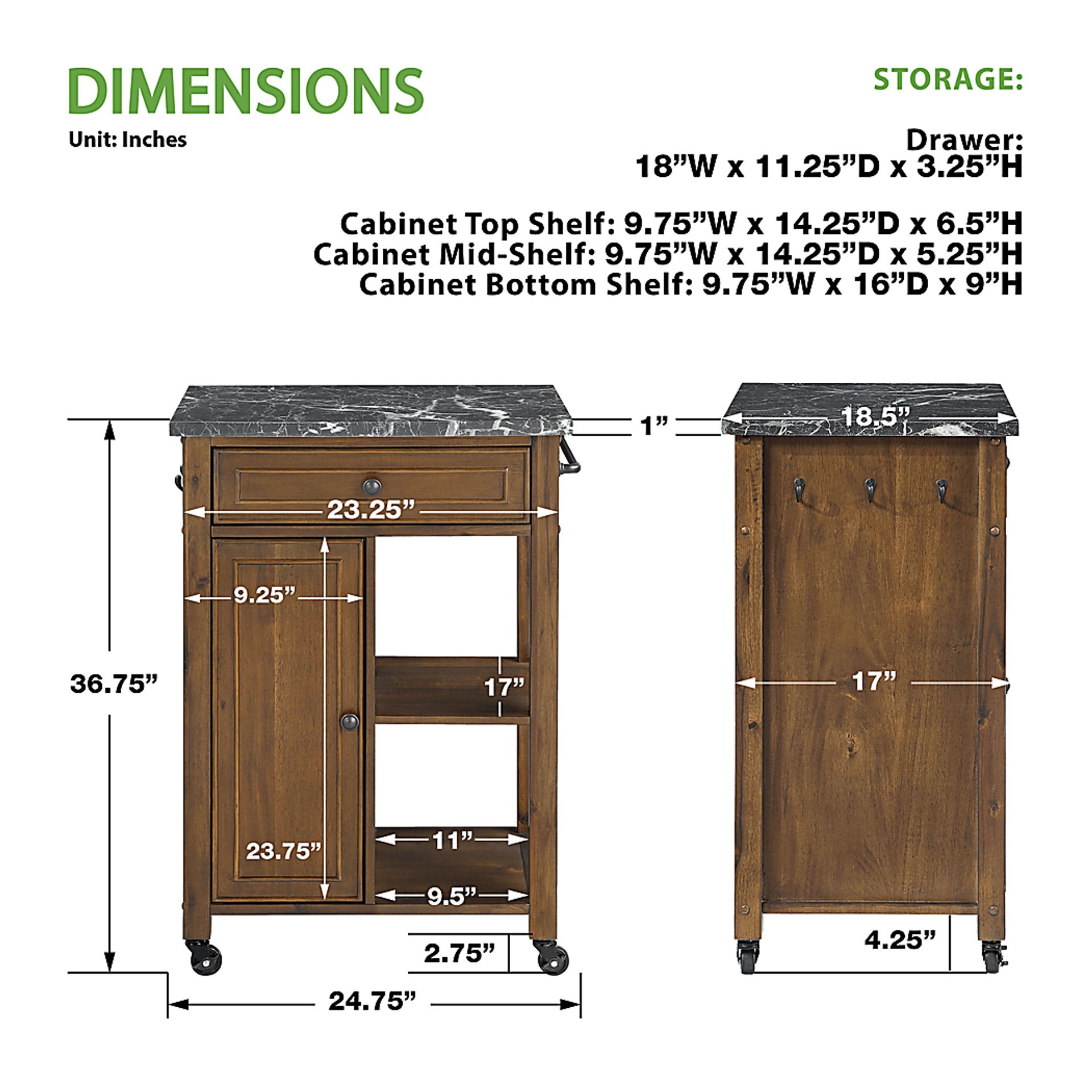 Wilm Oak Kitchen Cart - Image 5