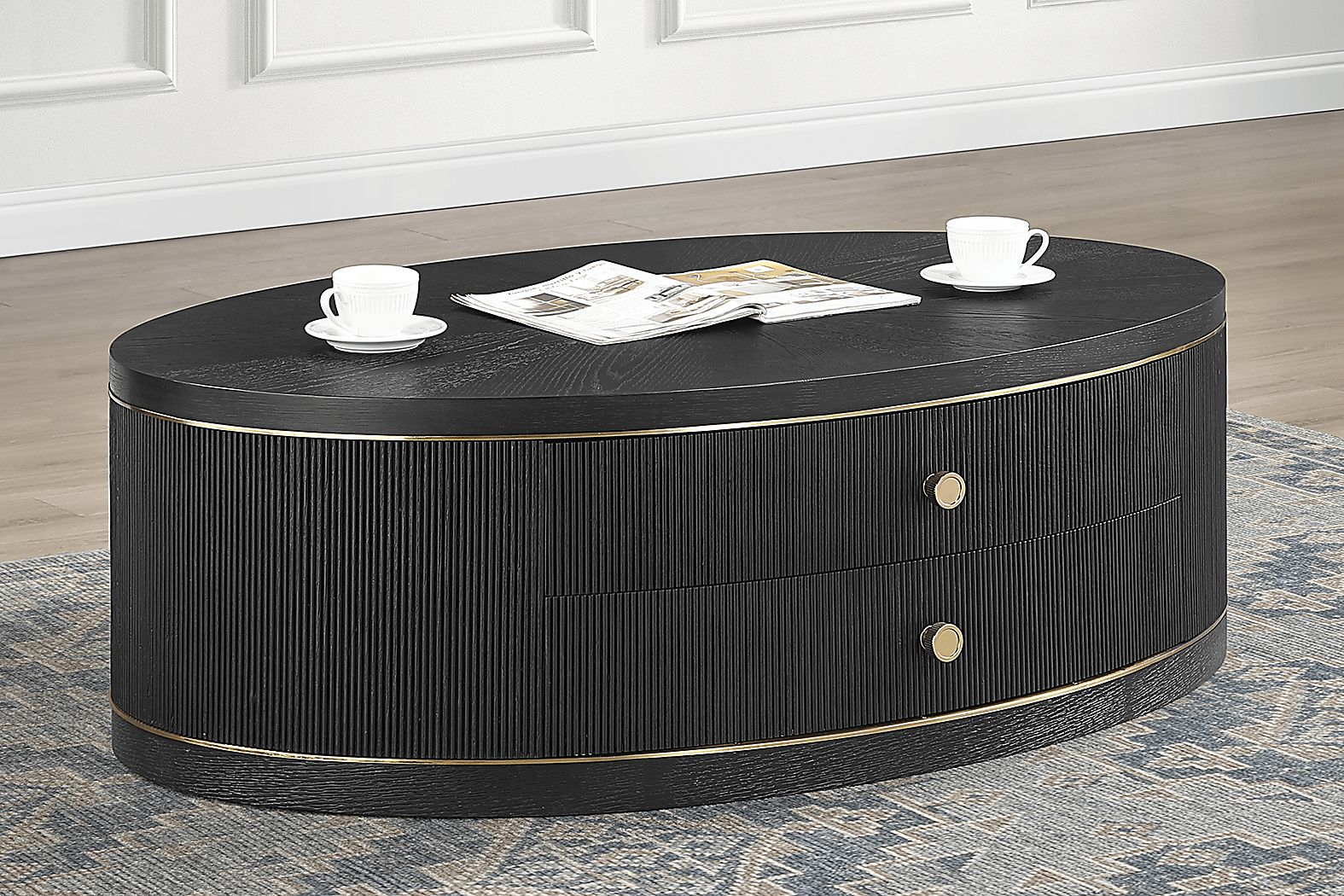 Wilshire Black Oval Cocktail Table
