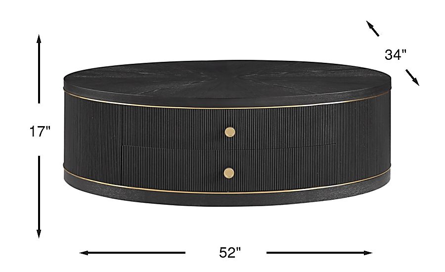 Wilshire Black Oval Cocktail Table - Thumbnail 3