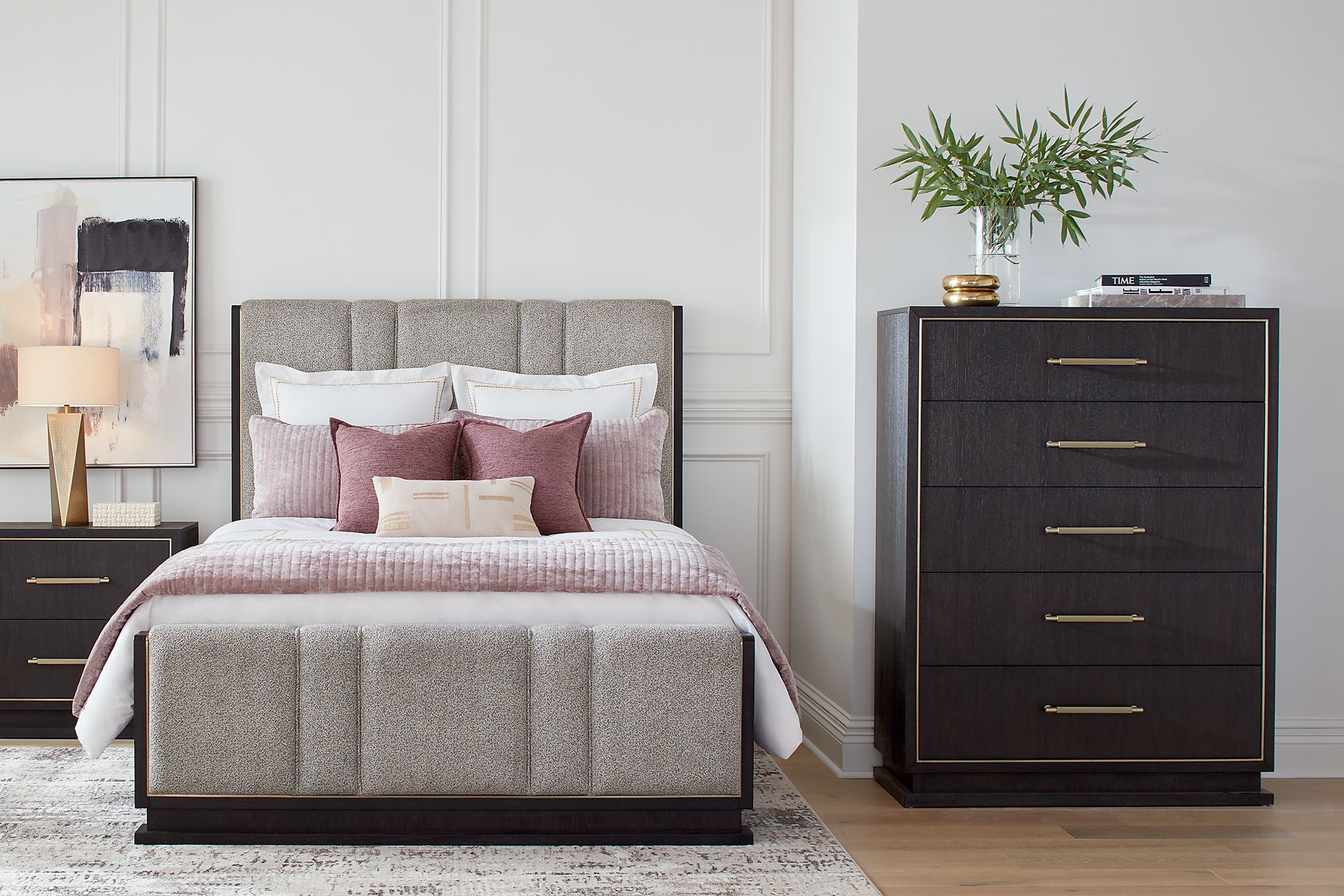 Wilshire Merlot 5 Pc King Upholstered Bedroom - Image 1