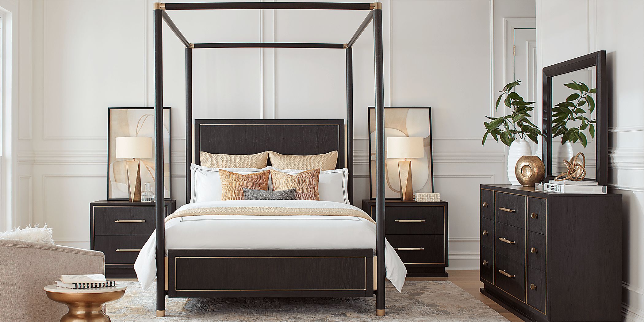 Drew & Jonathan Wilshire 7 Pc Merlot Dark Wood King Bedroom Set With ...