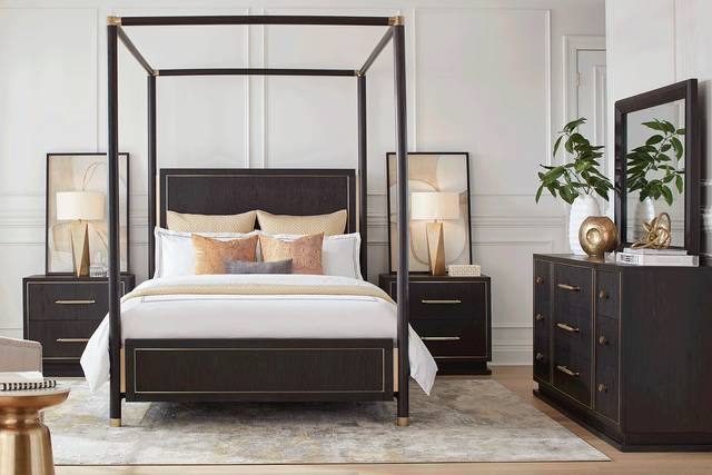 Wilshire Merlot 7 Pc Queen Canopy Bedroom - Thumbnail - Image 1