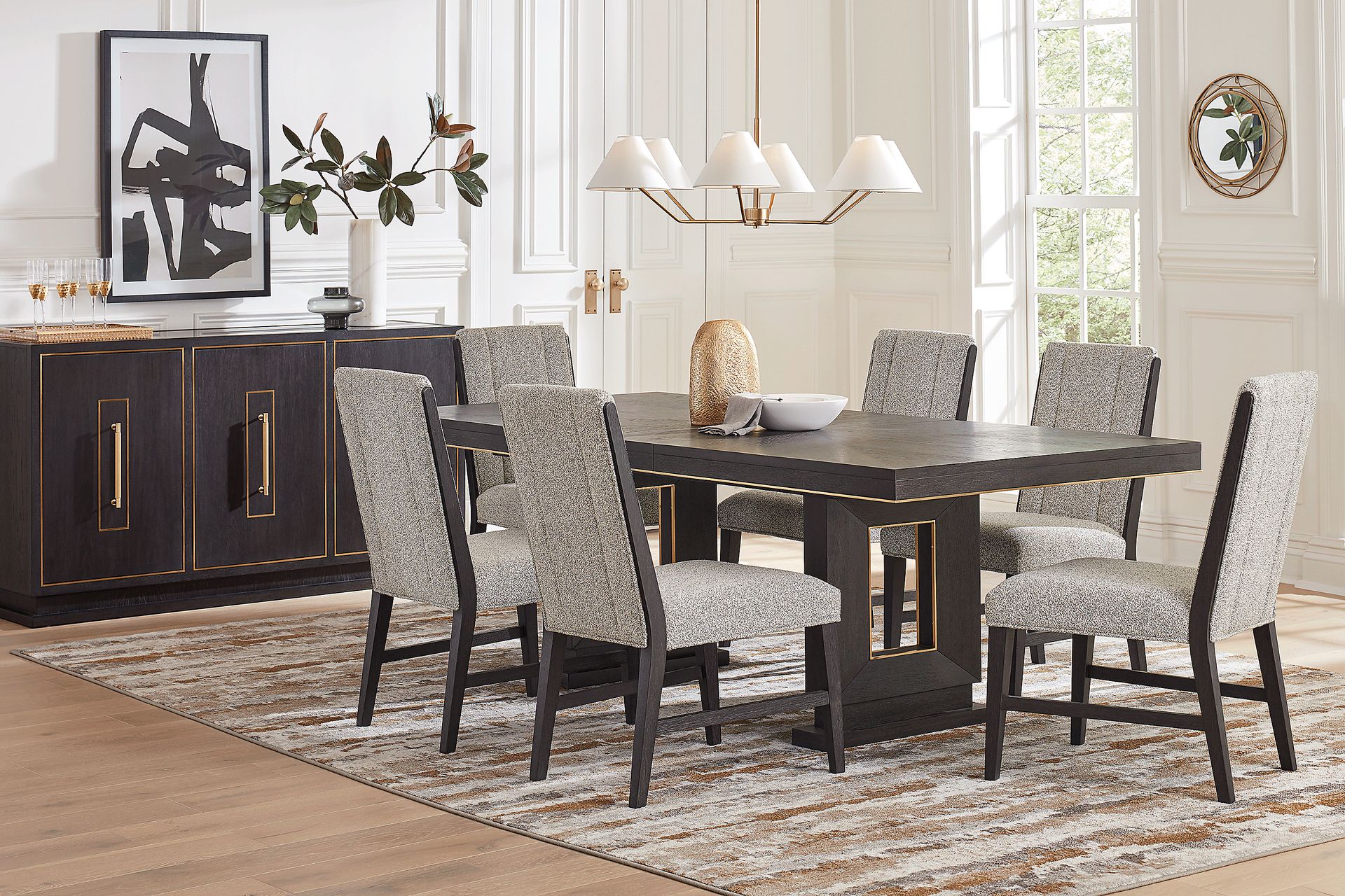 Wilshire Merlot 8 Pc Dining Room with Upholstered Chairs - Image 1