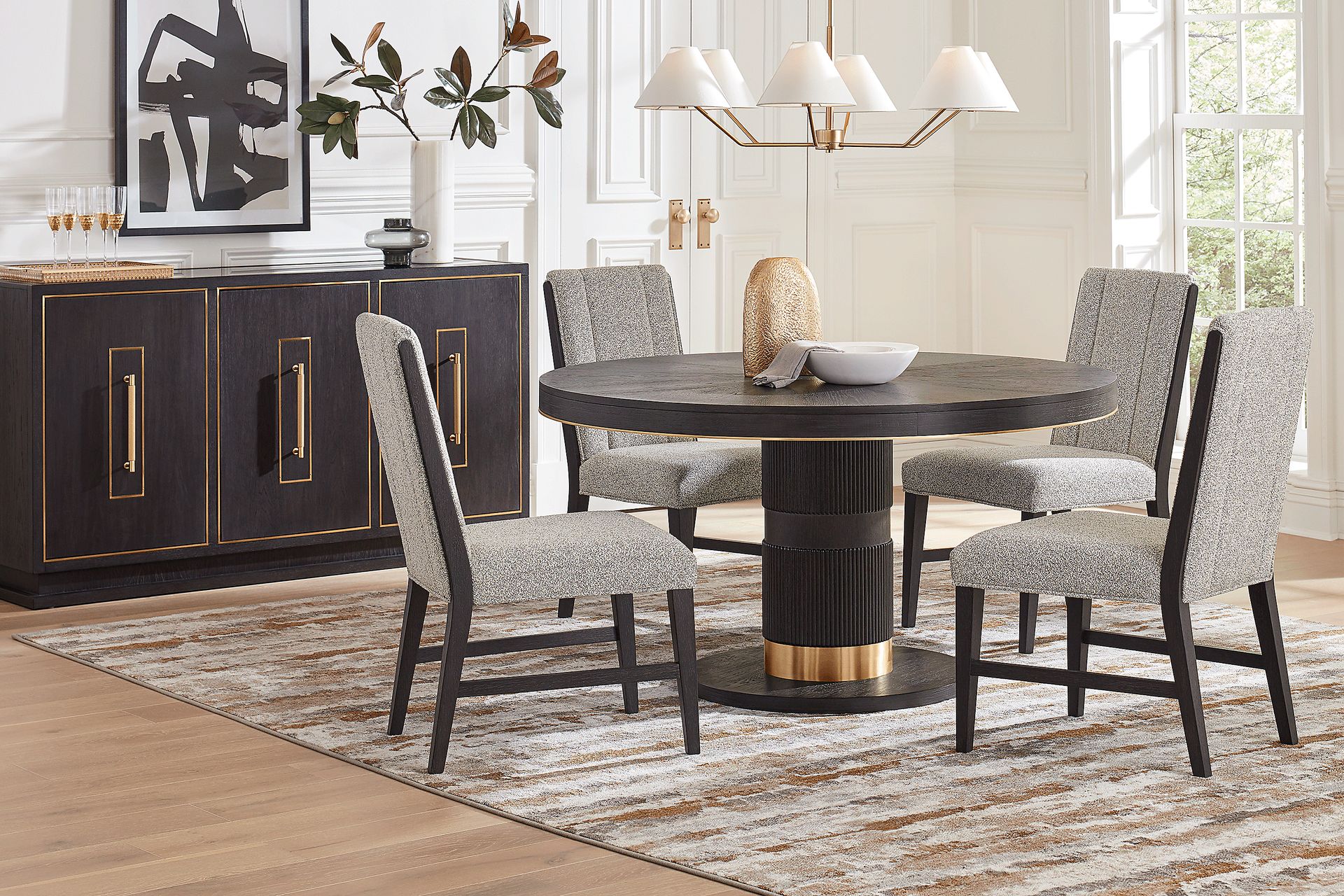 Wilshire Merlot 8 Pc Round Dining Room with Upholstered Chairs - Image 1