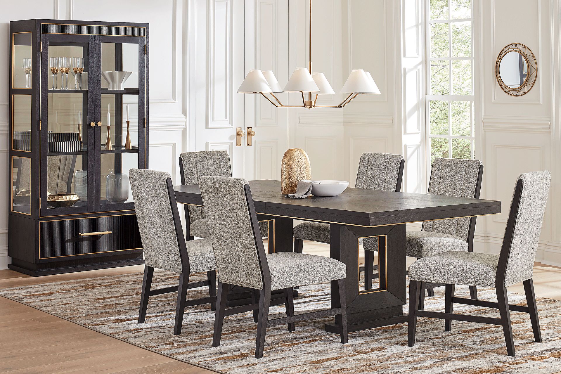 Wilshire Merlot 9 Pc Dining Room with Upholstered Chairs - Image 1