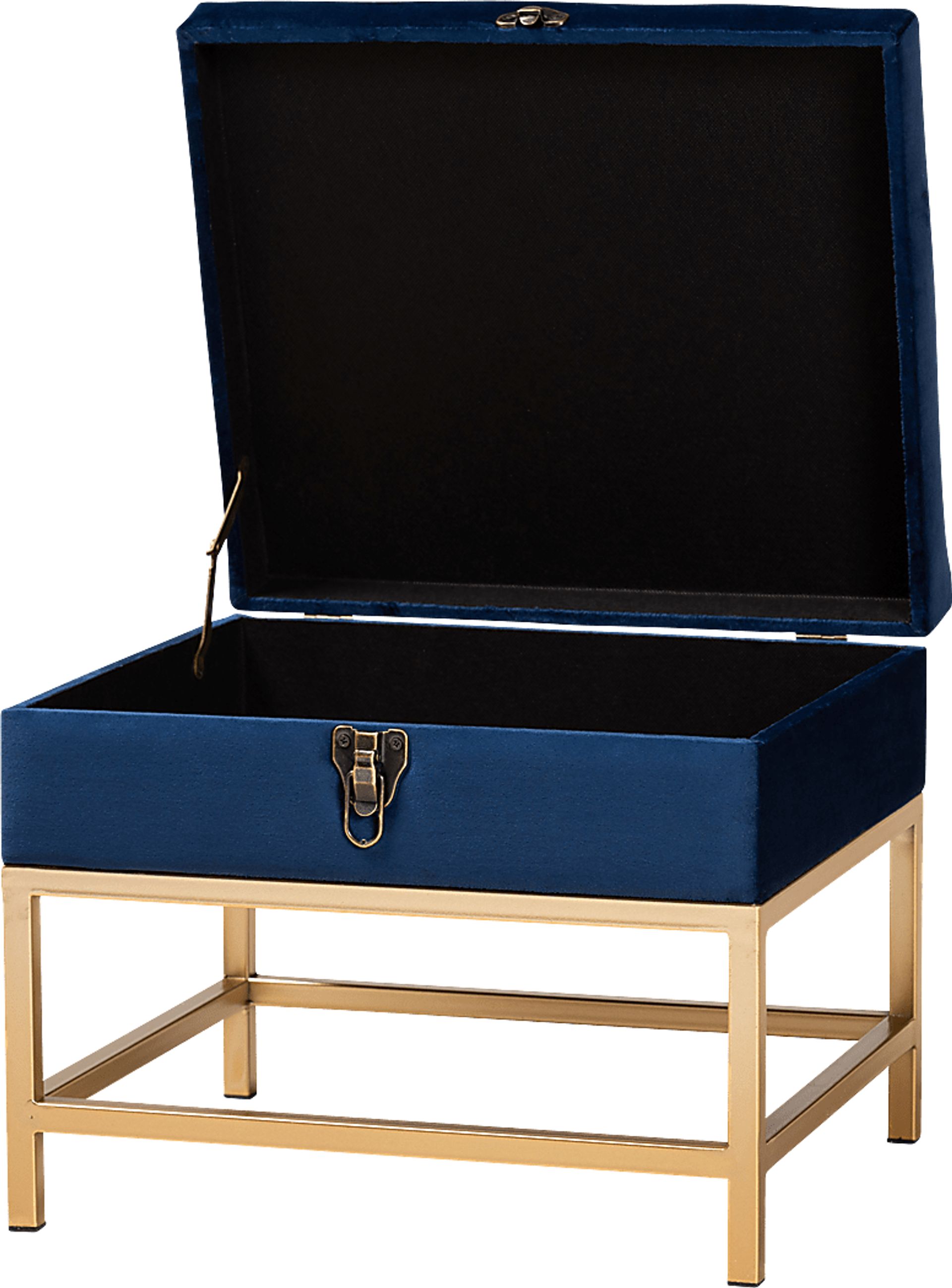 Wiltz Blue Storage Accent Ottoman - Image 2