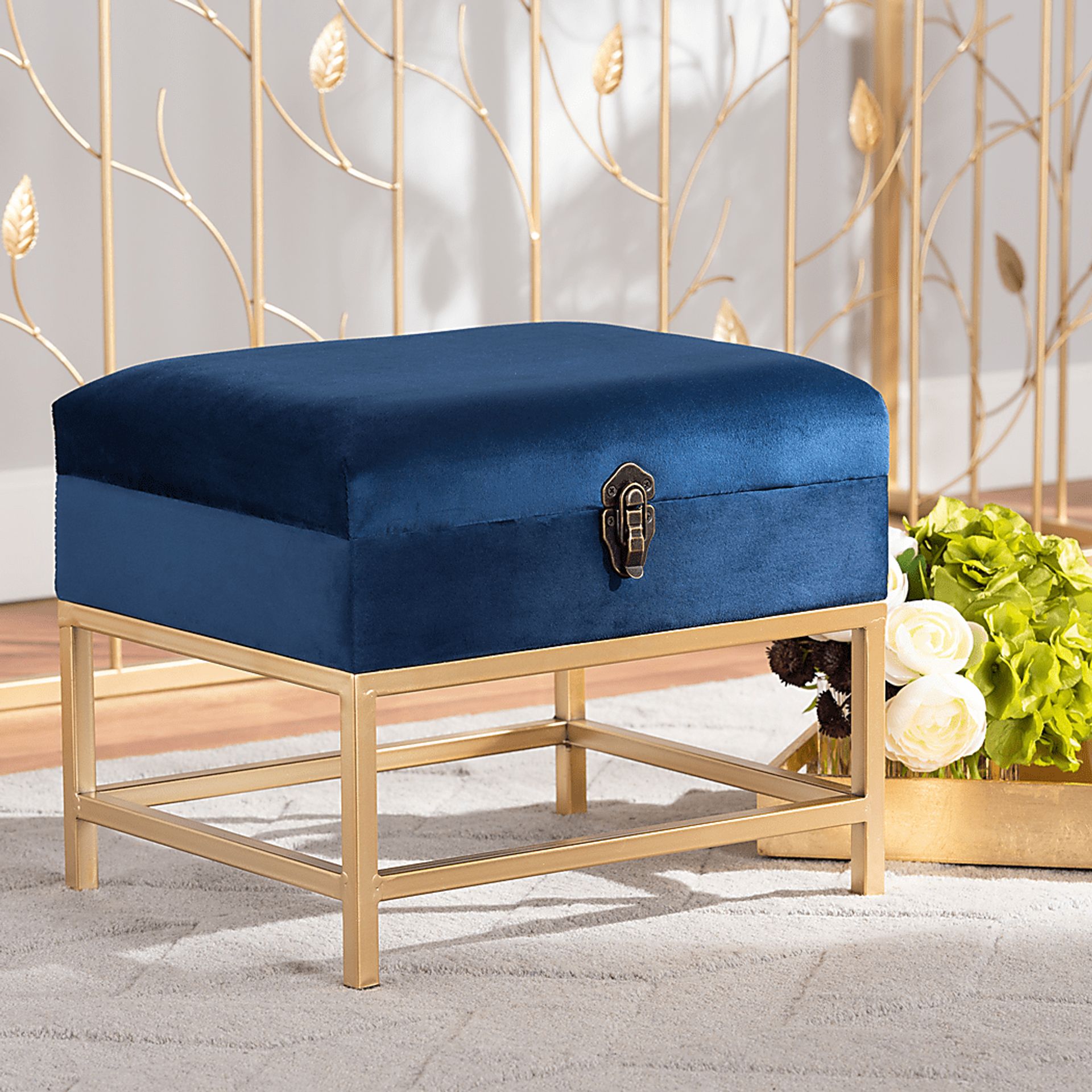 Wiltz Blue Storage Accent Ottoman - Image 7