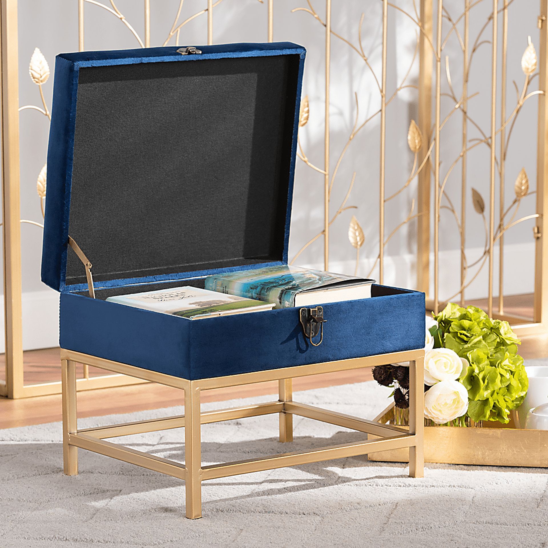 Wiltz Blue Storage Accent Ottoman - Image 8