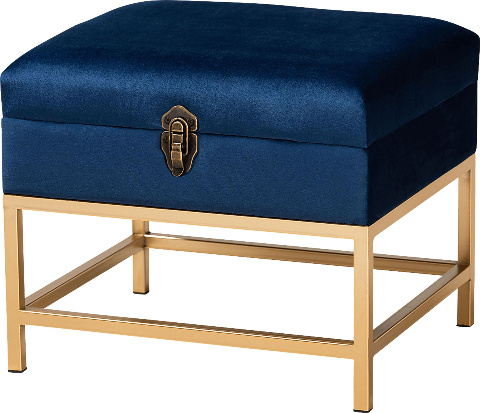 Wiltz Blue Storage Accent Ottoman - Image 1