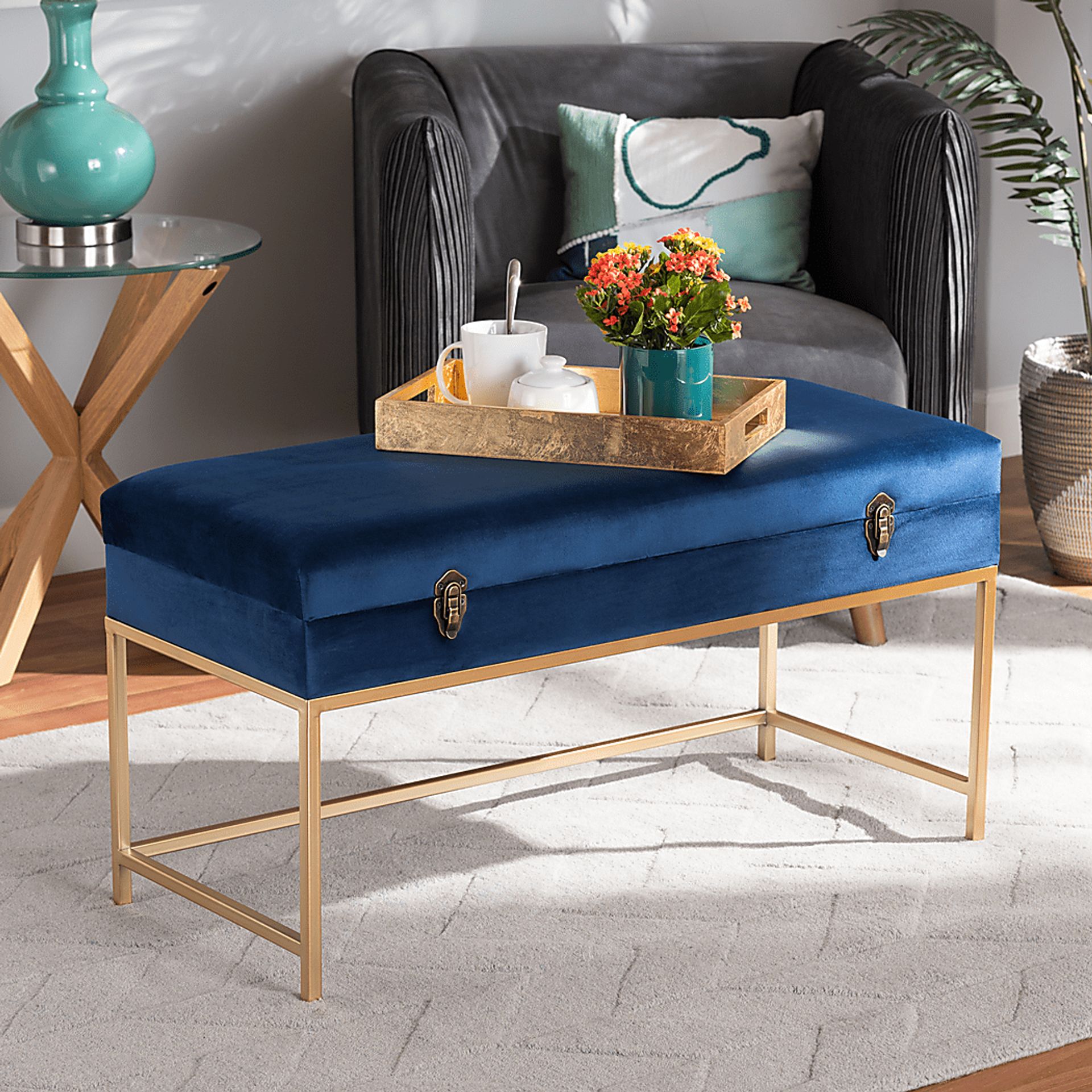 Wiltz Blue Storage Ottoman - Image 7